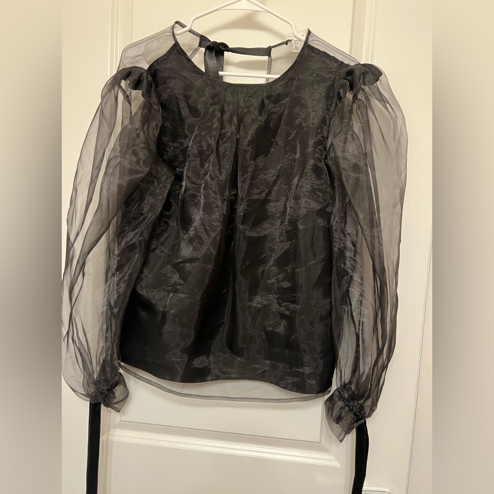 Topshop sheer sleeve blouse, backless tie back